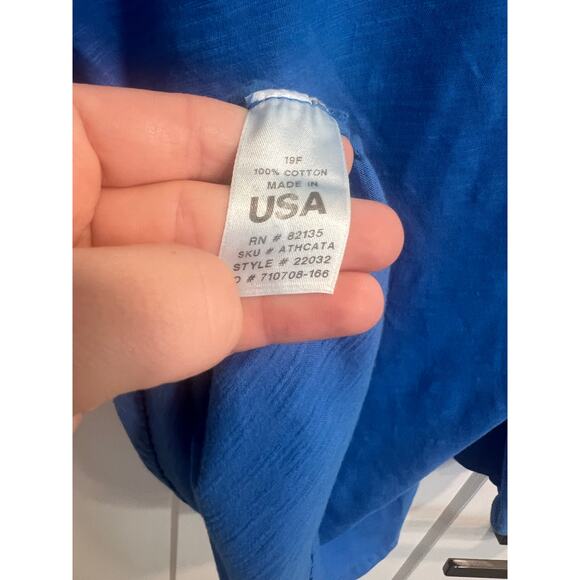 Fresh Produce 3/4 Sleeve Blue Starfish Cotton Blouse Beach Boho Womens Sz Medium - Picture 8 of 8